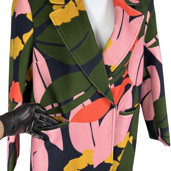 Boden Constance NWT Womens 10 Abstract Floral Wool Coat Bold Colorful Outerwear - Picture 7 of 16